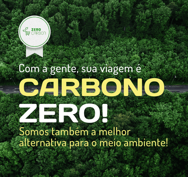 Banner com certificado de Zero Carbon da Alternativacar. Imagem com muitas árvores verdes.